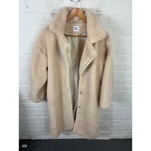 Princess Polly Women's Leah Teddy Coat Oversized Long Sleeve in Beige Size 4
